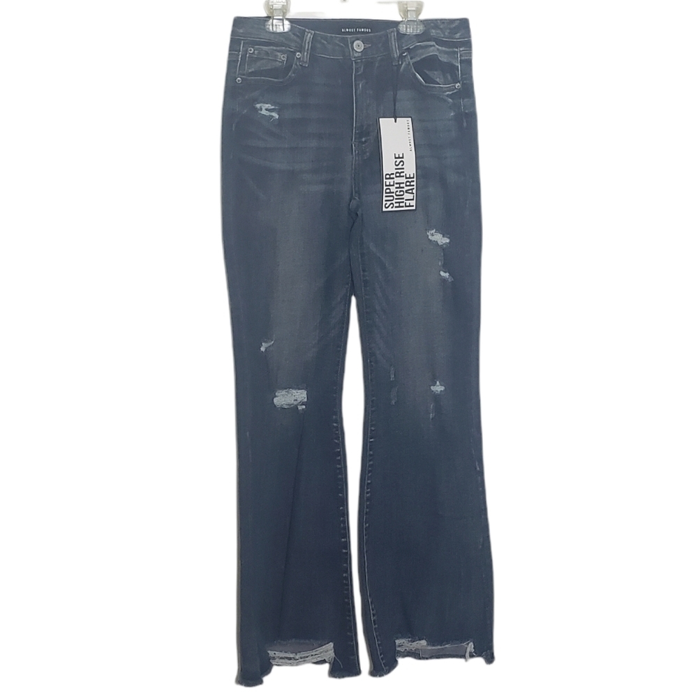 ALMOST FAMOUS Super High Rise Flare Y2k Boho Grunge Edgy Festival